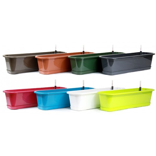 Blumenkasten mit Wasserspeicher, Untersetzer und Halterungs-Set