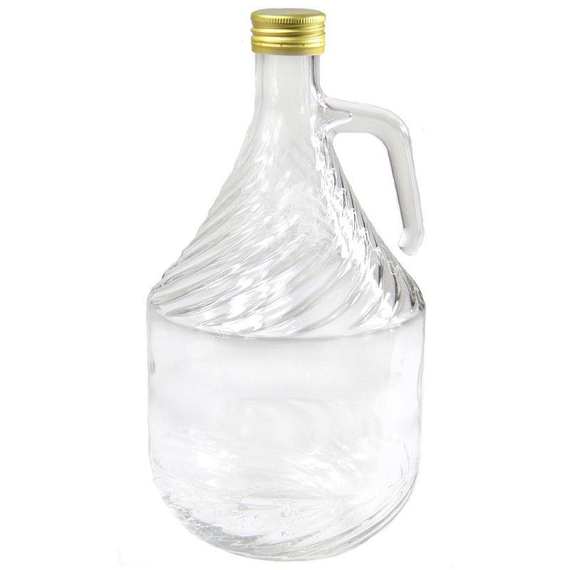 2 L Glasflasche Glasballon Weinballon Gärballon mit Schraubverschluß