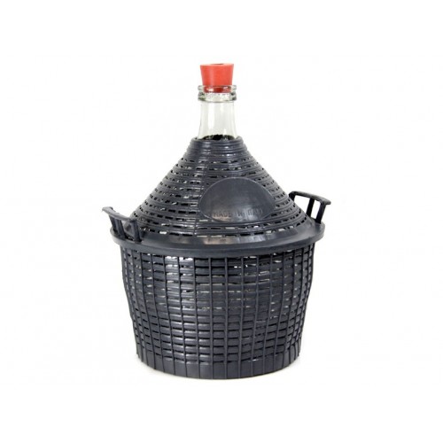 Weinballon mit Kunststoffkorb + Gummistopfen Glasflasche Glasballon 5 L