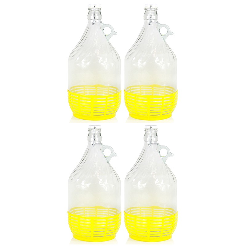 4 Stück 5L Weinballon Glasballon gut schließbarer Bügelverschluss Glasflasche